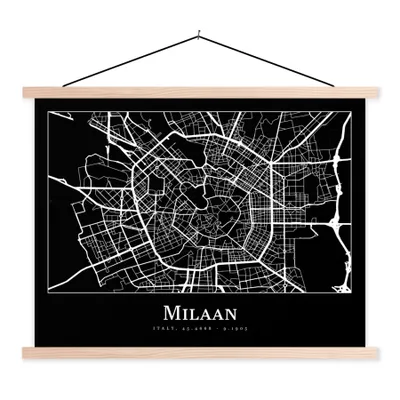 Produktbild von MuchoWow® Textilposter Mailand - Karte - Stadtplan 60x45 cm mit holzfarbenen Rahmen - Bild