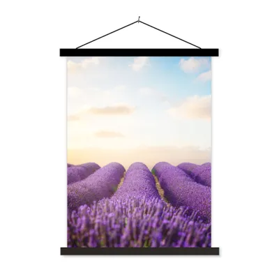 Produktbild von MuchoWow® Textilposter Lavendel - Himmel - Wolken - Blumen 90x120 cm mit schwarzem Rahmen - Dekoration