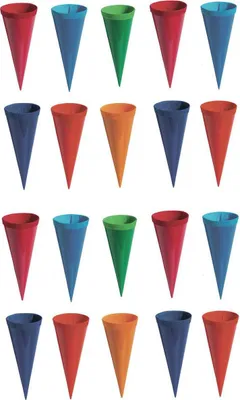 Produktbild von 20 Deko Schultüten / Länge: 12,5cm / 6 verschiedene Farben