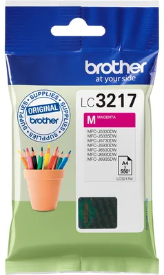 Produktbild von Brother LC3217M, Magenta, Tinte auf Pigmentbasis, 550 ml, 1 Stück(e), 550 Seiten, Einzelpackung