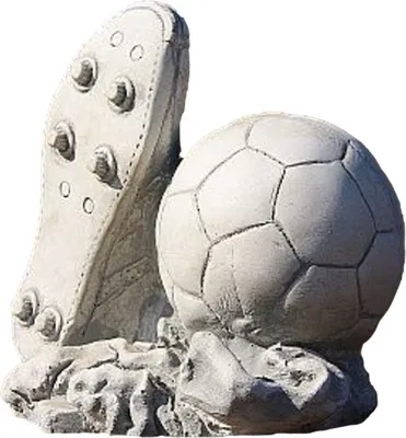 Produktbild von Schöner Fußball und Schuh aus Steinguss perfekt für den Garten die Terrasse oder den Vorgarten ist Frostfest Witterungsbeständig und Neu 19cm H, PO-553