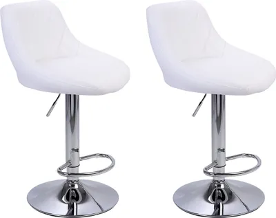 Produktbild von FCH Barhocker 2er Set mit Lehne höhenverstellbar und drehbar Kunstleder bis 150kg belastbar Höhe 83-110cm Barstuhl Weiß