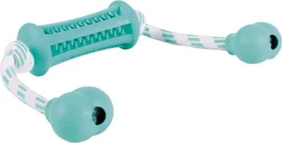 Produktbild von TRIXIE Denta Fun Stick mit Seil, Minzgeschmack, Naturgummi, 9 cm/37 cm