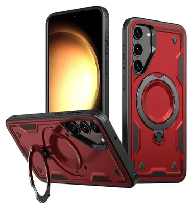 Produktbild von Samsung Galaxy S23 Hülle - Coverup Armor Back Cover met MagSafe Compatible Kickstand - Rot