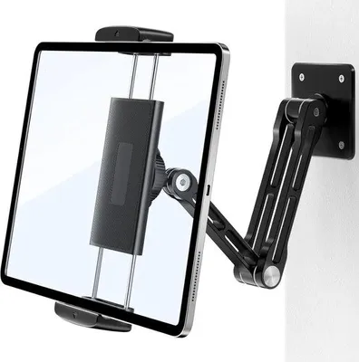 Obrázok produktu pre Držiak na tablet – nastaviteľný a otočný o 360° – vyrobený z hliníka a ABS – vhodný pre zariadenia s uhlopriečkou 4,7–12,9 palca – nosnosť 10 kg – ideálny pre smartfóny a tablety