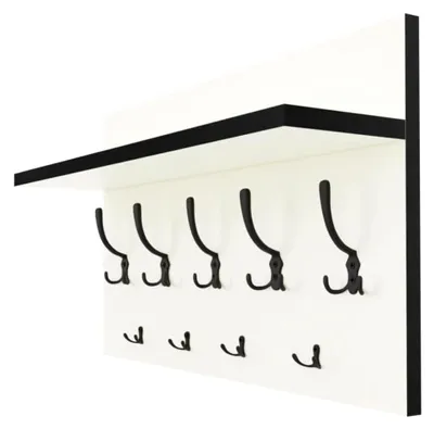 Produktbild von Wandgarderobe mit Ablage und 9 Metallhaken, PVC, 40 x 70 cm, Weiß