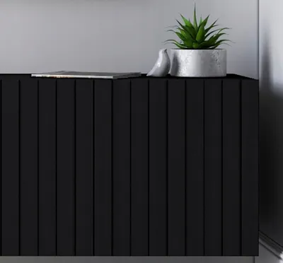 Zdjęcie produktu dla Komoda RTV Glamour Nowoczesna Szafka RTV Loft Glamour Czarny Mat 112 cm Rama Czarna