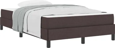 Imagen del producto de Cama con somier y base tapizada en color marrón oscuro, 120 x 200 cm, con estructura de tela