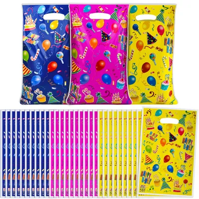 Productafbeelding van Verjaardagstassen voor Kinderfeesten, 30 Stuks, Plastic Geschenktassen
