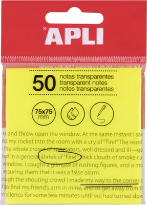Obrázek produktu pro APLI 19569 APLI Haftnotizen, 75 x 75 mm, gelb transparent