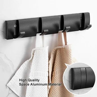 Produktbild von Famanu Wandgarderobe mit 4 Haken - Schwarze Aluminium-Garderobe