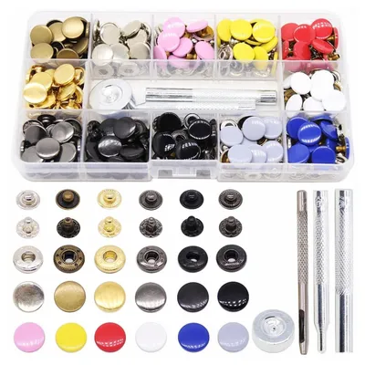 Druckknöpfe 120 Stück, 12 Farben, 12,5 mm, mit Werkzeug