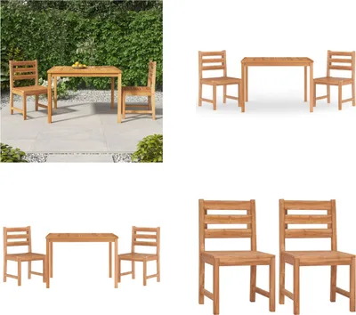 Produktbild von vidaXL 3 tlg. Garten Essgruppe Massivholz Teak - Garten-Essgruppe - Garten-Essgruppen - Gartenmöbel - Terrassenmöbel