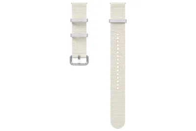 Produktbild von Samsung Original Athleisure Uhrenarmband, Creme, S/M - 20 mm, für Galaxy Watch 4/5/6/7 Serie, aus Nitrilkautschuk (HNBR), wasser- und schweißbeständig, mit Ein-Klick-Wechsel, ideal für intensive Workouts und täglichen Gebrauch, mit Extralänge zum Überziehen der Kleidung und gutem Sitz für präzise Fitnessdaten-Erfassung.