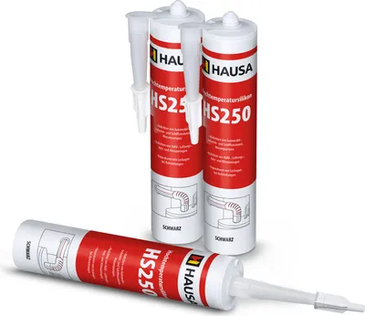 Produktbild von HAUSA Hochtemperatur Silikon HS250 dauerelastische Kleben bis 305°C 3 x 300ml