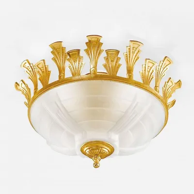 Produktbild von Casa Padrino Luxus Barock Deckenleuchte Gold / Weiß Ø 52 x H. 28 cm -  Italy
