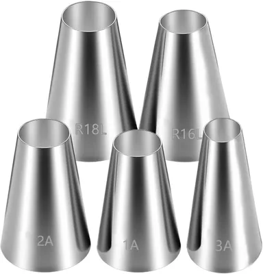 Imagen del producto de Juego de 5 boquillas de acero inoxidable, grandes, redondas, de 12-30 mm, para pasteles y crema