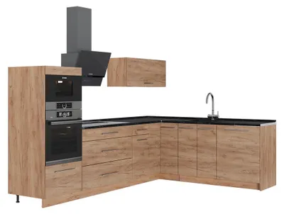 Immagine prodotto di Cucina angolare completa Vicco Fame-Line Rovere dorato/Rovere dorato 287 x 60 cm, PL Antracite, Model 63501
