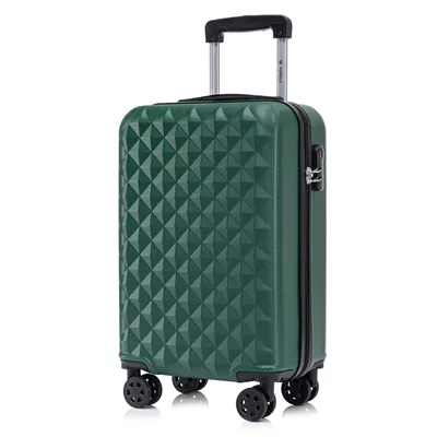 Produktbild von Koffer Trolley Reisekoffer Suitcase, Rollkoffer Handgepäck ,mit 4 Rollen360°, Hartschalenreisekoffer, Zahlenschloss, Weicher Gummigriff (M,Dunkelgrün)