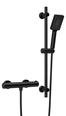 Obrázek produktu pro Termostatická sprchová baterie JOHO se sprchovou tyčí, termostatická baterie + sprchová tyč z nerezové oceli 70 cm s ruční sprchou, DS1208 matná černá