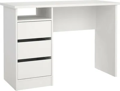Produktbild von Schreibtisch Huaning, Mehrzweckschreibtisch, Bürotisch für PC, Eckschreibtisch, 110x49 h76 cm, Weiß