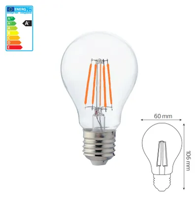 Produktbild von E27 LED Filament Leuchtmittel Birne Standart Form 6 Watt Warmweiß 1 Stück