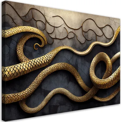 Produktbild von Leinwandbild Abstraktion einer goldenen Schlange 120x80 Feeby Gold bild für die wand bereit zum aufhängen