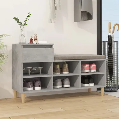 Produktbild von vidaXL Schuhregal Betongrau 102x36x60 cm Holzwerkstoff - Schuhregal - Schuhregale - Schuhschrank - Schuhaufbewahrung