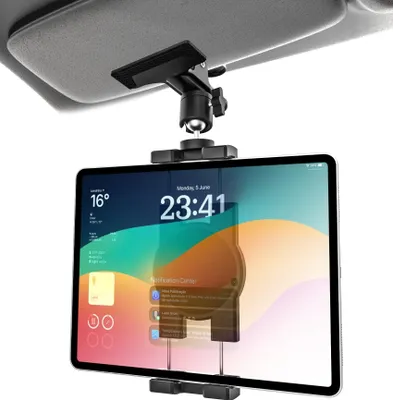 Image de Solidchoice - Support pour tablette de voiture, compatible avec pare-soleil, pince universelle pour tablettes et smartphones