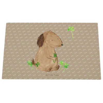 Produktbild von Mr. & Mrs. Panda Hackbrett Hund Kleeblatt - Hundeglück - Geschenk, Achtsamkeit, Glasschneidebrett, Sprüche, Glück, Glas Schneidbrett, Schneidplatte, Viel