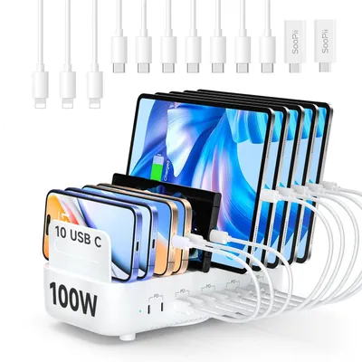 Obrázek produktu pro Víceportová USB nabíjecí stanice, 100 W, 10 portů typu C