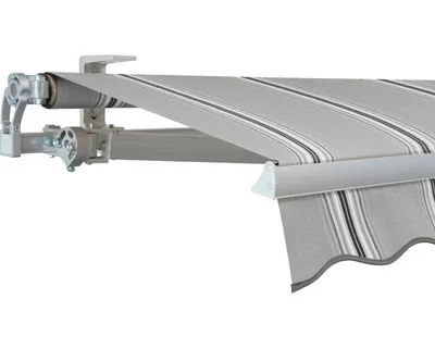 Produktbild von SOLUNA Gelenkarmmarkise Concept 3x2 Stoff Dessin A131 Gestell Silber E6EV1 eloxiert Antrieb links inkl. Motor und Wandsc