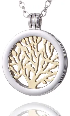 Produktbild von Morella® Damen Halskette 70 cm Edelstahl und Anhänger mit Coin Wunderbaum gold im Schmuckbeutel