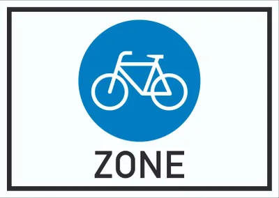 Produktbild von Schild Fahrradzone Symbol A6 Rückseite selbstklebend