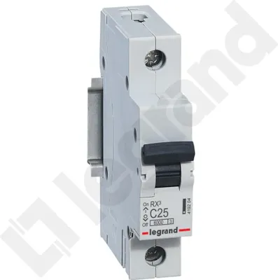 Productafbeelding van Stroomonderbreker 1-polig, type C, 25A, 6kA, AC, S301, RX3, Legrand, artikelnummer 419204