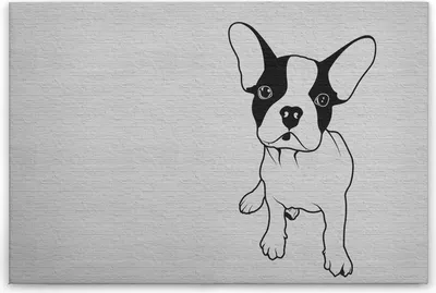 Produktbild von Leinwandbild Hund 60 x 90 cm - Wandbild Modern Schwarz Weiß - Keilrahmenbild Wohnzimmerdeko Wanddeko Wandgemälde