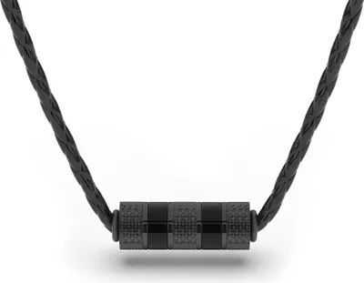 Produktbild von SERASAR | Lederhalskette für Herren [Solid] mit Schwarz Stainless Steel | Farbe: Schwarz | Länge: 50cm