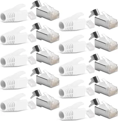 Produktbild von 10x Netzwerkstecker CAT7 6A RJ45 LAN Netzwerk Crimp Stecker vergoldete Kontakte