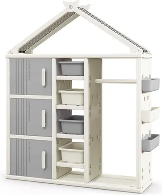 Produktbild von Kindergarderobe in Hausform mit Kleiderstange