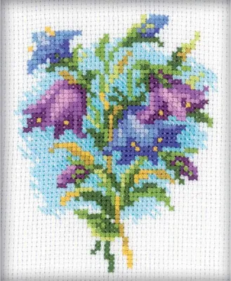 Produktbild von Kreuzstich-Set "Glockenblumen", Motivnummer H177, Stickmuster, 10x10 cm