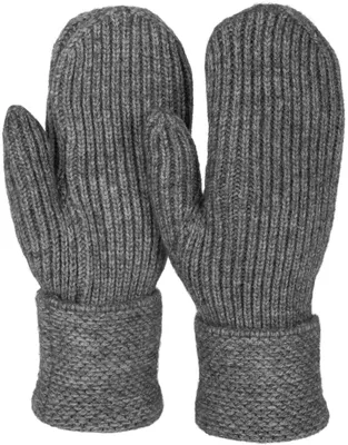 Produktbild von styleBREAKER Damen Winter Strick Fäustlinge Einfarbig mit gemustertem Bund, warme Fausthandschuhe, Strickhandschuhe 09010046