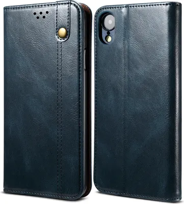 Produktbild von iPhone XR Hülle, LaimTop Leder Flip Brieftasche Schutzhülle für iPhone XR Blau