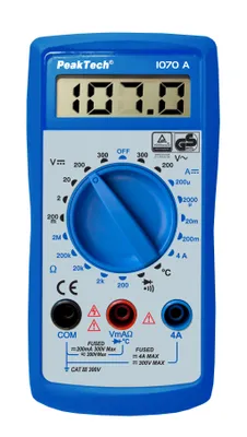 Obrázek produktu pro Digitální multimetr PeakTech P1070 2000 čítačů 300 V AC/DC 10 A DC