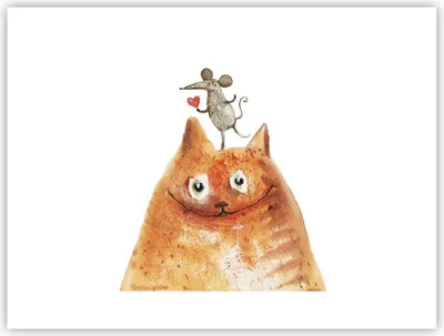 Produktbild von Poster - Poster ohne Rahmen - Katze Maus Kinder - 40x30 cm - Wand Bild - Wanddeko - Wandbilder - Kunstposter - Wandposter - Bilder - Kunstdruck - Wanddekoration - Wandbild - P2XAA40x30-4195