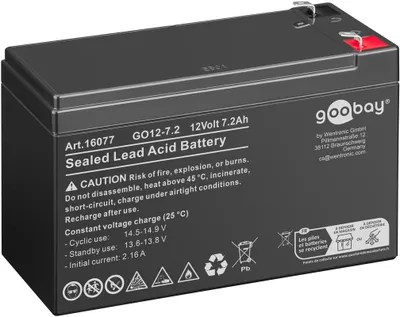 Image de Goobay GO12-7.2, 7200 mAh, 12 V, Faston (4.8mm), plomb-acide