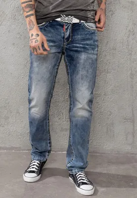 Produktbild von CD148 Herren bequeme Jeans mit Kontrastnähten in Straight Fit