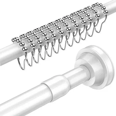 Produktbild von Ibenzoa® Edelstahl-Teleskopstange (rostfrei), verstellbar mit rutschfesten Gummifüßen & Sicherheitsgriff – für Duschvorhang, Kleiderstange, Raumteiler, bohrfrei