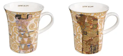 Produktbild von 2er Set Gustav Klimt Becher Die Erwartung + Die Erfüllung 400ml Goebel Porzellan