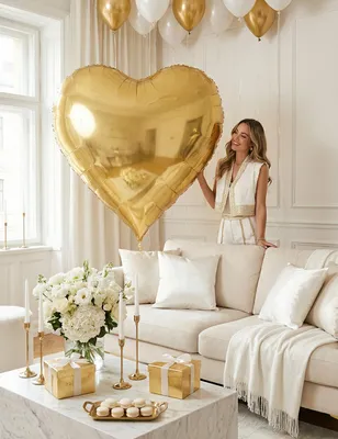 Produktbild von Folienballon Herz XXL Gold für Erwachsene -