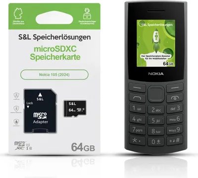 Produktbild von microSD Speicherkarte S&L für Nokia 105 (2024) - Speicherkapazität: 64 GB